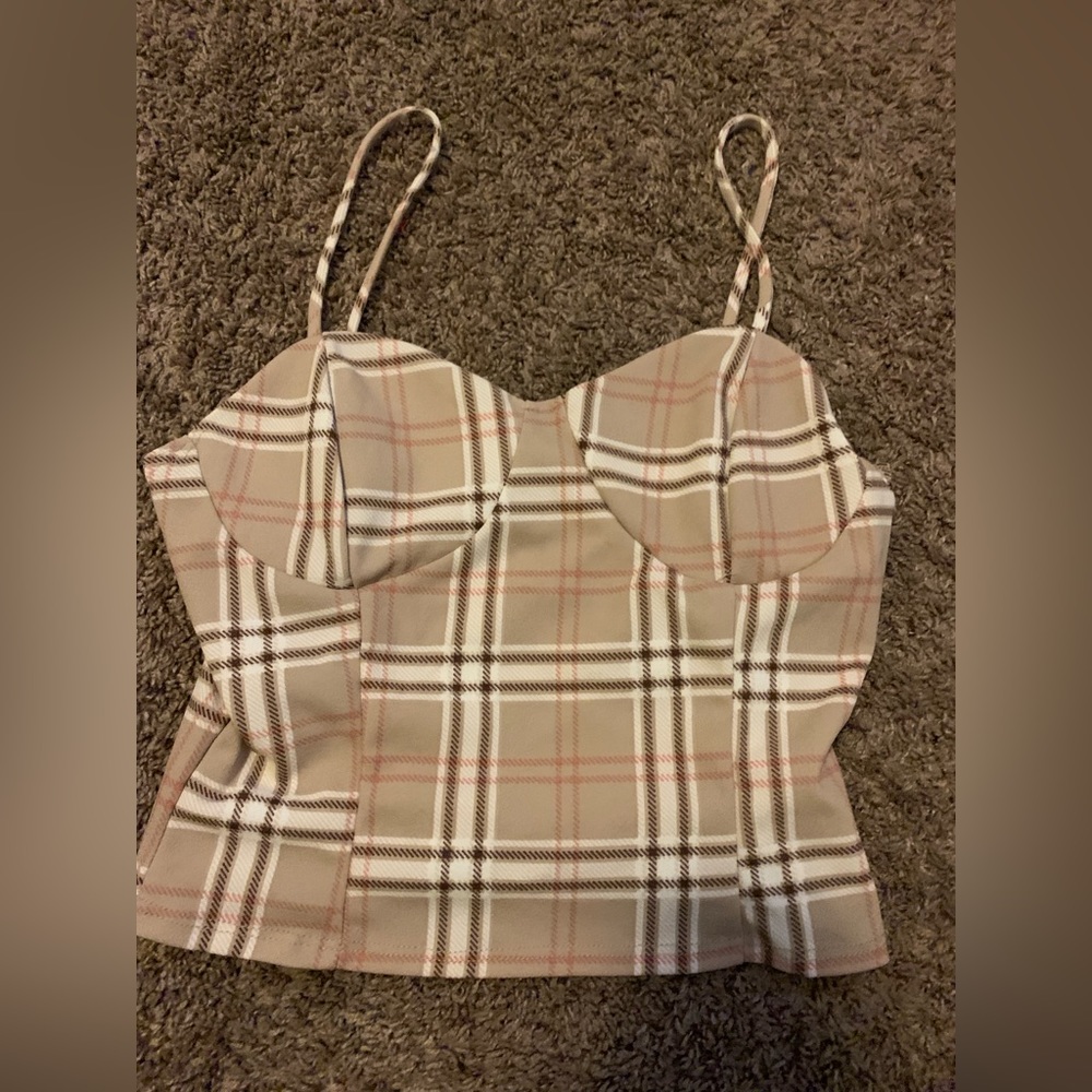 Brown and White top